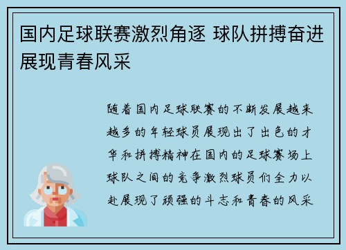国内足球联赛激烈角逐 球队拼搏奋进展现青春风采